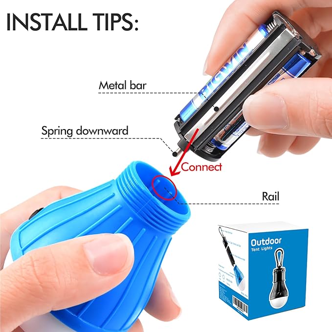 FLY2SKY Tent Lamp Portable LED Tent Lights Blue 4 Packs Hook Hurricane Emergency Lights LED Camping Lights Bulb Camping Tent Lanterns Camping Equipment for Camping Hiking Backpacking Fishing Outage | Battery Powered LED Tent Lights Bulbs Outdoor Campin...