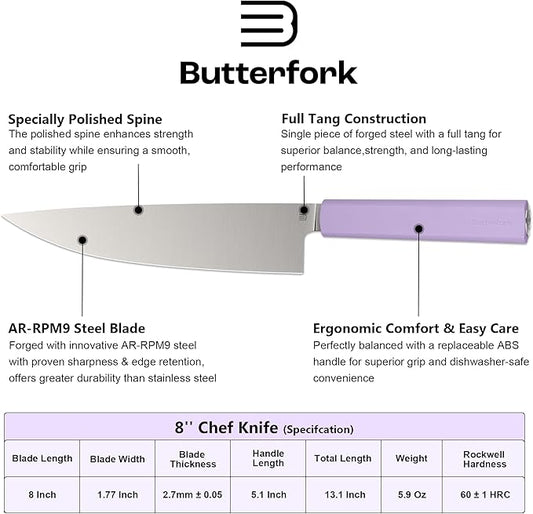 8 Inch Chef Knife, AR-RPM9 Steel & Ergonomic Handle Cooking Knife, Ultra Sharp Professional Kitchen Knife with Oak Sheath, Gift for Home Chefs