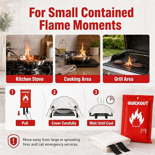 Crystal Lemon Fire Blanket for Home and Kitchen, Fiberglass, 1 Pack | 39 x 39 Inches, Home and Kitchen, Kitchen Fire Blanket, Apartment Safety, Fire Safety Supplies, Single Location Coverage