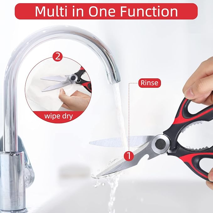 Heavy Duty Kitchen Scissors 2-Pack, Ultra Sharp Stainless Steel Meat Shears for Spatchcocking Chicken, Poultry, Fish & Herbs, Dishwasher Safe Multi-purpose Cooking Scissors with Ergonomic Comfort Grip