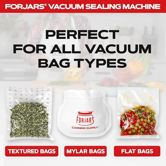 FORJARS Food Vacuum Sealer Machine with 20 Bags, High-Speed, Multi-Functional. Automatic Sealing for Dry and Wet Storage, Freshness Saving for Your Food, Perfect for Sous Vide Cooking and Kitchen Use