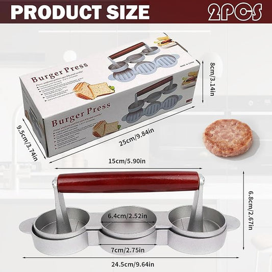 Sausage Patty Press,Mini Burger Press (Three 2.64-Inch Molds) | Slider Burger Press to Make 3 Patties at A Time, Press Patty Maker for Mini Hamburger, Barbecue, Picnic, Camping, Etc