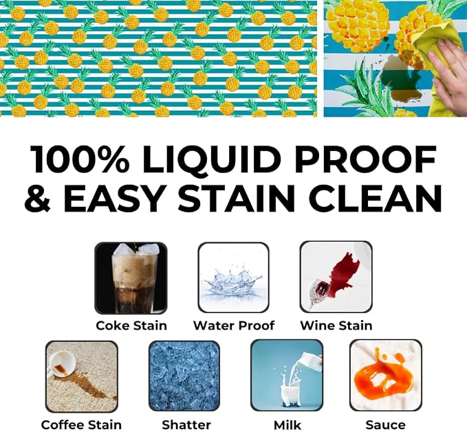 6ft Polyester Picnic Table Cover with Bench Covers Tablecloth Pineapple | Polyester Picnic Table Cover Windproof & Waterproof, Perfect for Camping Gifts & RV Essentials, Cool Camping Gadgets with bag
