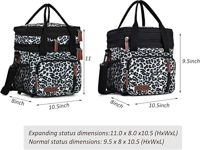 MIYCOO Lunch Bag for Women & Men, Expandable Double Deck Lunch Box, 15L | Leakproof & Waterproof, Portable, Large Soft Insulated Cooler bag for Adult, Work, Camping, Beach, Picnic, Travel