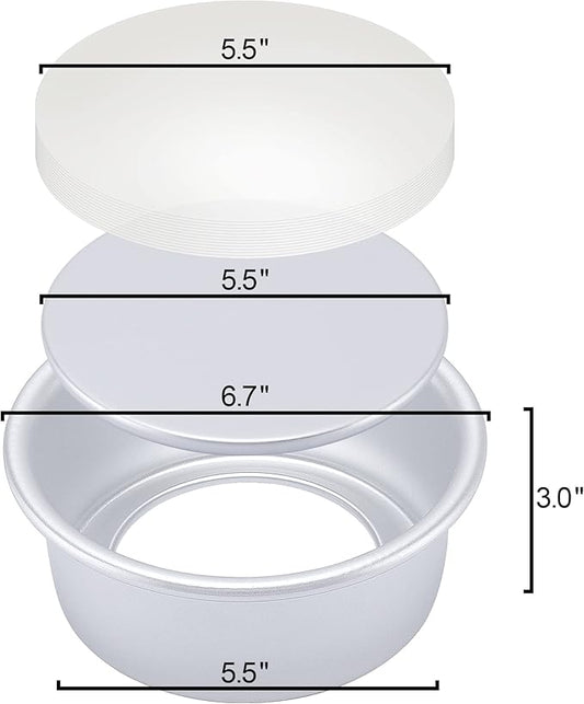 6 Inch Round Cake Pan Set of 4, Nonstick Aluminum Baking Pans with 100 Sheets Parchment Paper, Cake Tins For Making Layered Cakes Deep Dish Pizza Quiches, Removable Bottom For Easy Quick Release