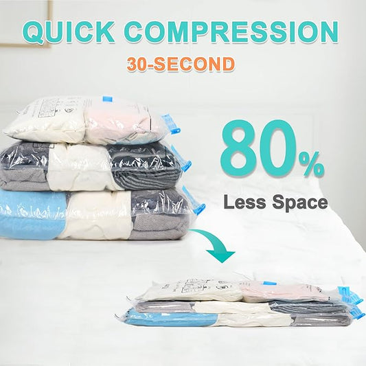 Vacuum Storage Bags with 3000Pa Wireless Pump for Travel, 12 Pack Vacuum Seal Bags for Clothing Travel, Compression Vacuum Bags for Clothes,Luggage,Blankets(4 Large, 4 Medium, 4 Small)