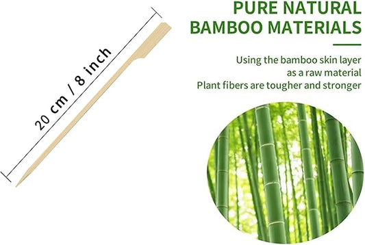 Bamboo Skewers 8 Inch, 200 PCS Cocktail Skewers, Wooden Skewers for Appetizers,BBQ,Fruit Kabobs,Sandwich,Drink.