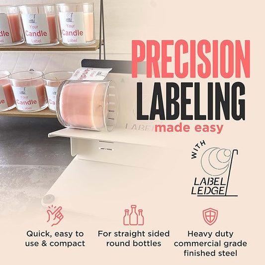 The Label Ledge – Original Patented Candle Label Applicator Tool (Made in USA) | Precise Label Placement Tool for Jars, Bottles & Candle Vessels