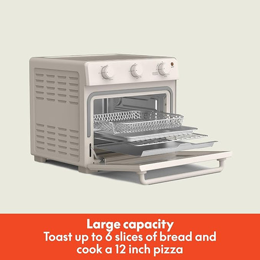 bella Air Fry Toaster Oven, 7 Preset Cooking Options, Dishwasher-Safe EverGood Coated Trays Included, 60-Minute Auto Shutoff w Audible Timer, Power Indicator Light, 1700 Watt, Oatmilk