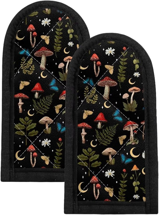 Coldinair Mushroom Butterfly Moon Cast Iron Skillet Handle Cover Washable Pot Handle Covers Heat Resistant Polyester Cast Iron Pan Handle Cover Silicone Pot Handle Sleeve