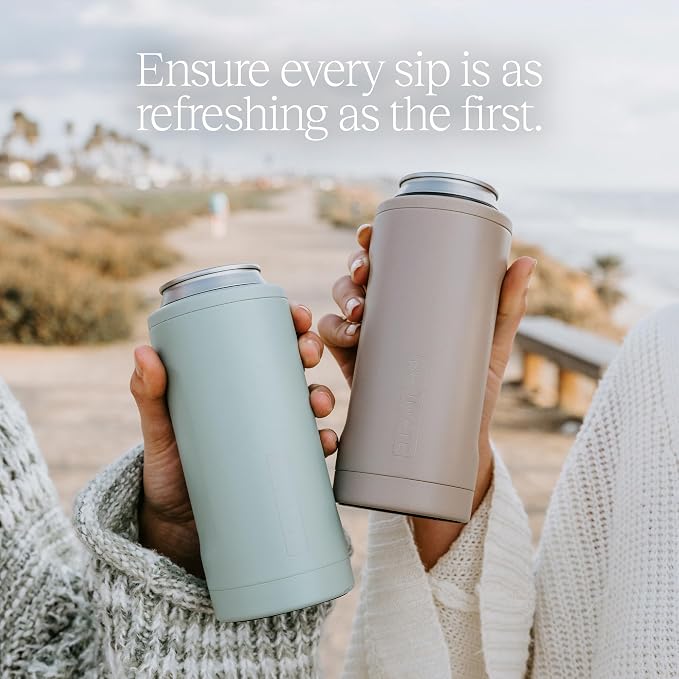 BrüMate Hopsulator Slim Can Cooler Insulated for 12oz Slim Cans | Skinny Can Insulated Stainless Steel Drink Holder for Hard Seltzer, Beer, Soda, and Energy Drinks (Guava)