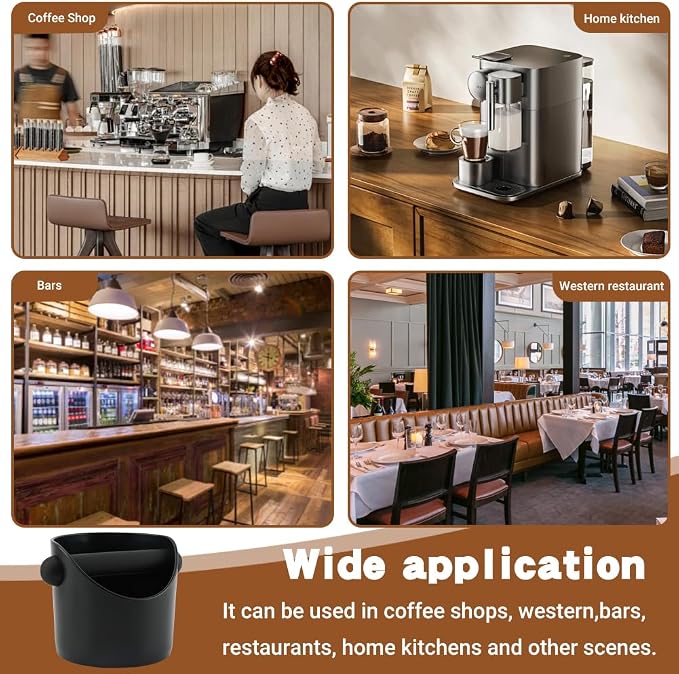 Coffee Knock Box 4 inch Espresso Knock Box with Coffee Tamper Pad Coffee Knock Box Espresso Grounds Espresso Dump Bin for Home/Office (5inch/black)