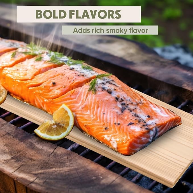 Landical 3/6/10/13/20 Pcs XL XXL Large Cedar Plank for Grilling Salmon Thicker Design Full Filet of Meat Fish Veggies Adding Extra Smoke and Flavor Soaking Fast Easy to Use(20 Pcs,15 x 5.5 Inches)