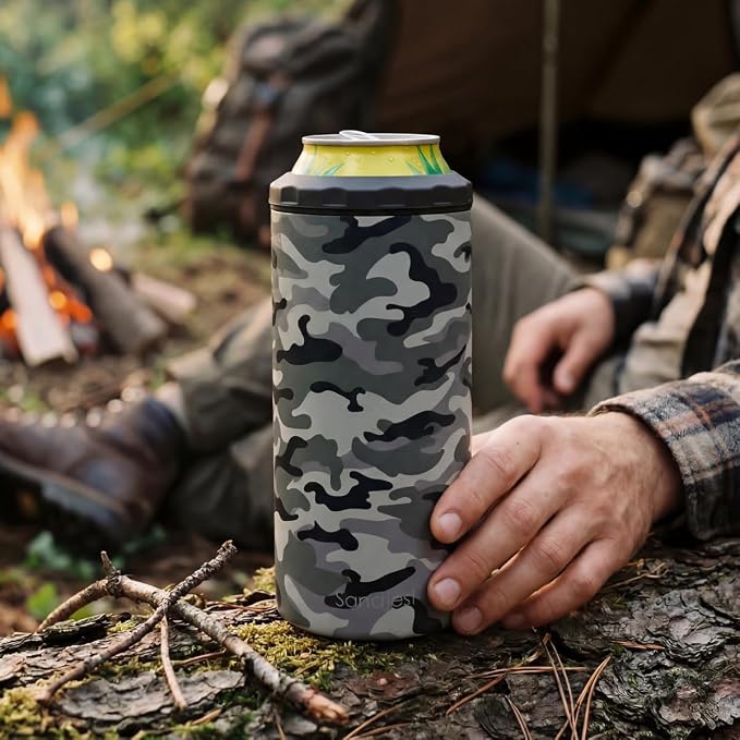 Camouflage Can Cooler 12oz - Travel Mug Cups - Stainless Steel Insulated for Men Dad Grandpa Boyfriend Buddy - Tumbler Cans Koozie, Gift for Christmas, Birthday, Father's Day