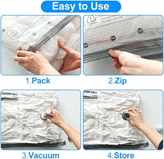 21 Pack Vacuum Seal Bags for Clothing Travel with Wireless Electric Air Pump, 7 Large +7 Medium +7 Small, Reusable Space Saver Bags for Luggage and Suitcase, Cruise & Travel Essentials