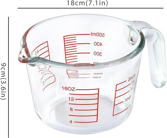 VRUIFA Glass Measuring Cup For Baking and Cooking, Dishwasher, Freezer, Microwave and Oven Safe, Apartment Kitchen Essentials Tools (16 oz)