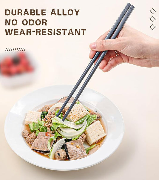 10 Pairs Fiberglass Chopsticks Reusable Set | Dishwasher Safe | Lightweight | Non-Slip, 9.45-Inch - Colourful Chop Stick