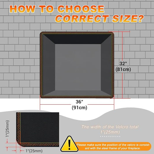 Fireplace Cover, Draft Stopper for Brick Fireplace, Fireplace Flue Blocker, Indoor Fireplace Blanket for Heat Loss, Winter and Summer, Black, 36x32 Inches
