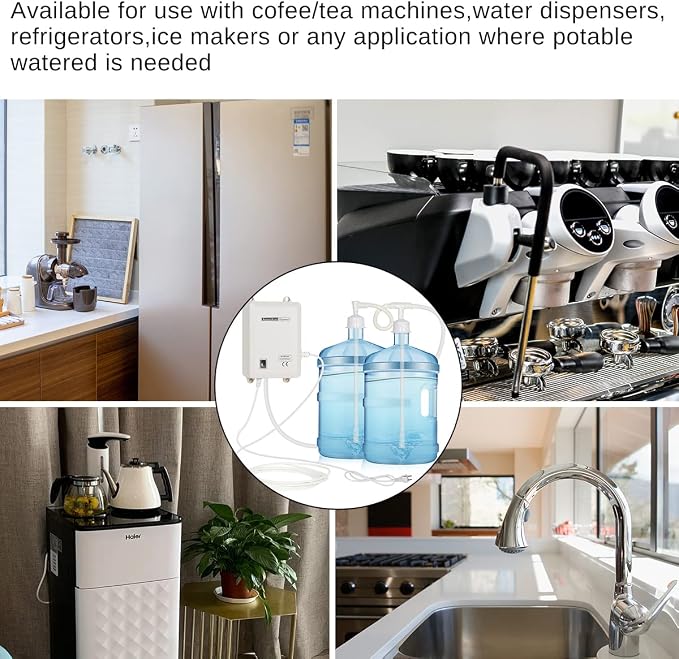 Bottled Drinking Water Pump System Double-Tube Power 25W, Bottled Water Dispensing 2L Flow Electric Water Pump for 5 Gallon Bottle Water for Coffee,Refrigerators,Ice Maker,Faucet