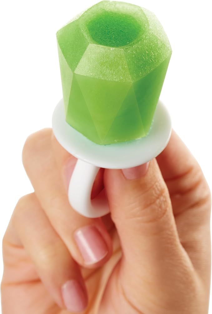 ZOKU Ring Pop Molds - 8 Silicone Popsicle Molds with Reusable Ring Sticks, Makes Gem, Jewel and Heart-Shaped Ice Pops, Easy-Release, BPA-Free