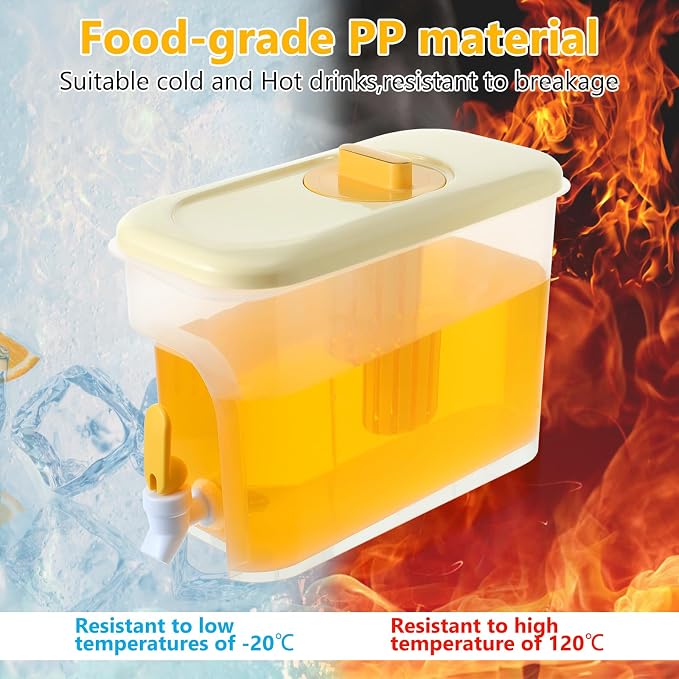 Drink Dispenser for Fridge 1 Gallon Beverage Liquid Drink Container with Spigot for Party Upgraded Gallon Water Dispenser Ice Tea Pitcher for Fridge