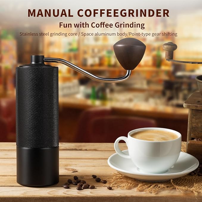 Manual Coffee Grinder, Portable Hand Coffee Mill - 25g Capacity | CNC Stainless Steel Conical Burr, Internal Adjustable Setting, For Espresso Pour Over French Press Travel Camping Office Home