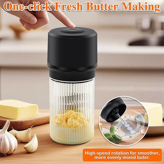 IFOLO Electric Butter Churner – One-Touch Butter Maker, 34oz Food-Grade Glass Jar with High-Speed Brushless Motor, Freshly Made in Just 5-10 Mins.