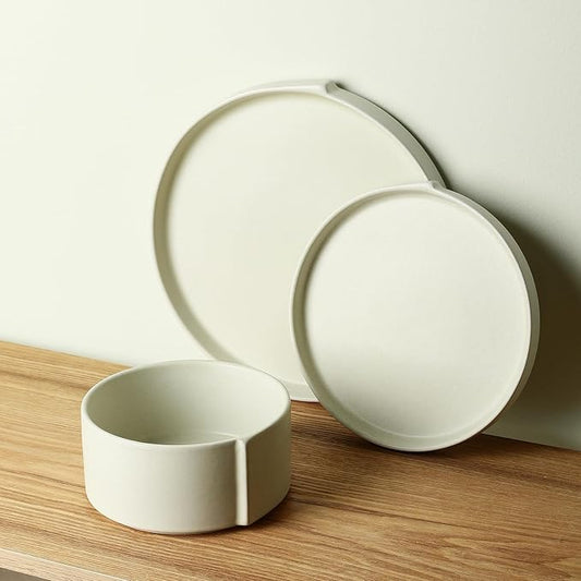 Stone Lain Bao 24-Piece Dinnerware Set Stoneware, Plates and Bowls Set, Dishwasher and Microwave Safe, Dish Set for 8, Beige