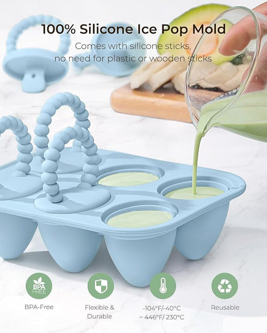 All-Silicone Baby Popsicle Molds with Sticks, AODISTUCE 1oz Popsicle Molds for Babies Breastmilk Popsicles Molds for Teething Relief, Frozen Treats Maker Popsicle Maker Ice Pop Mold for Toddlers Kids