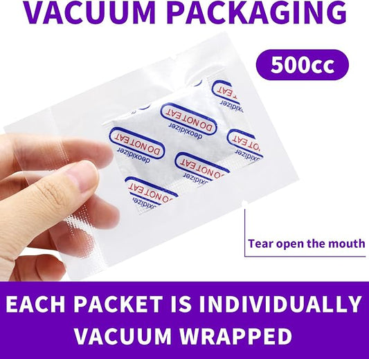 Individually Wrapped - Midukit Oxygen Absorbers for Food Storage 500cc, 50 Packs, Food Grade Packs for Long Term Food Storage, Mason Jars, Mylar Bags, Canning, Dehydrated, Preserved Foods