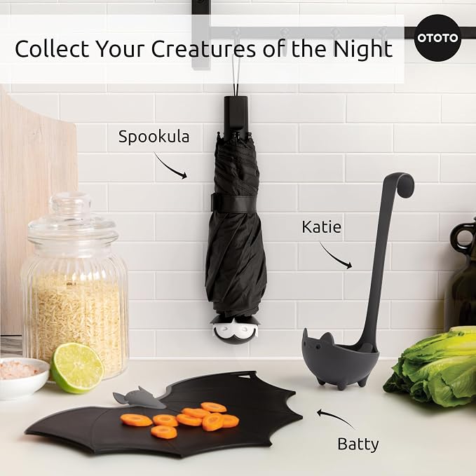OTOTO Boo-tiful Crew Bundle of Elizabat, Vino, Gracula - Halloween Kitchen Decor Goth Accessories, Cool Kitchen Gadgets, Bat Scissors, Spooky, Witchy Bottle Opener, Garlic Crusher, Spooky Funny Gifts