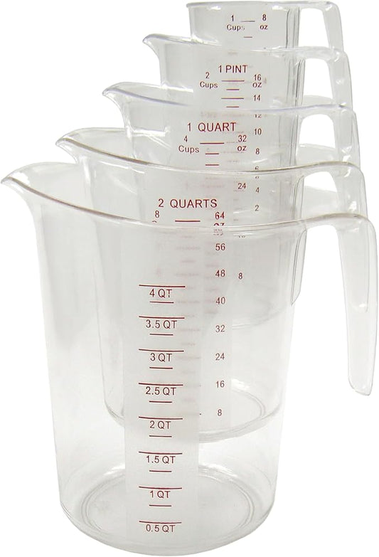 Winco 5-Piece Measuring Cup Set, Polycarbonate, Clear