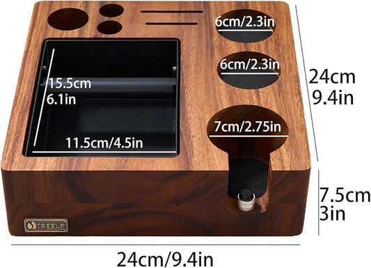 Espresso Knock Box, Tamping Station 58mm for Breville Machines | Barista Workstation with Tamper, Distributor, Normcore Counter Organizer, Portafilter Holder & Multi-Accessory Storage