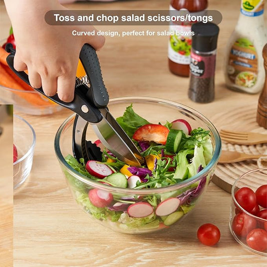Salad Scissors with Double Blades, Lettuce Chopper for Chopped Salad, Black