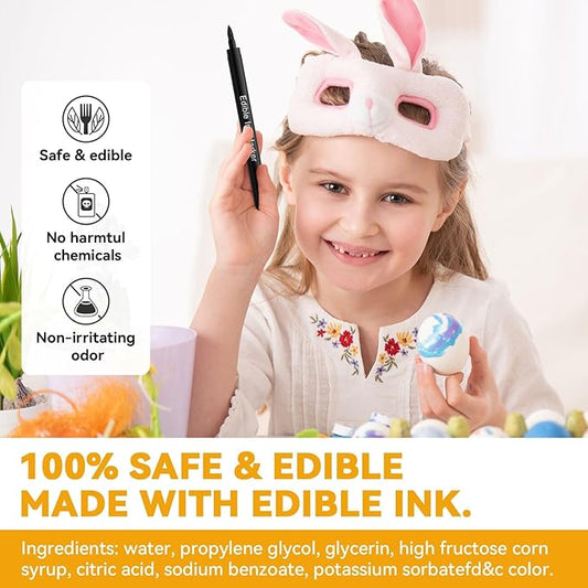 Edible Markers for Cookie Decorating, Food Coloring Marker, Upgrade Double Side Food Grade Pens for Decorating Fondant Cakes, Easter Eggs, Macaron, Frosting (3 Black Count(Pack of 1))