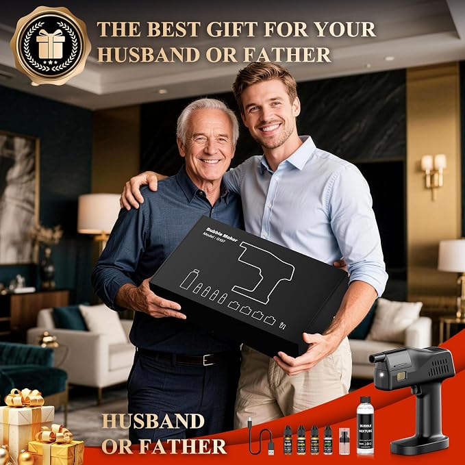 Electric Cocktail & Food Smoker Gun | Create Smoke & Edible Bubbles, 4 Aroma Oils, Color Screen, One-Touch Operation, Ideal Bartender Kit & Unique Gift for Men
