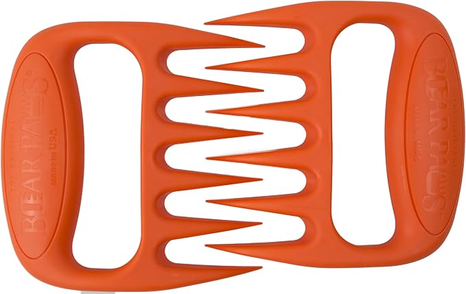 Bear Paws Meat Claws - The Original BBQ Meat Shredder Claws - Orange | Shredder Claws for Pulled Pork, USA Made - Easily Lift, Shred, Pull and Serve Pork, Chicken, Brisket and Turkey