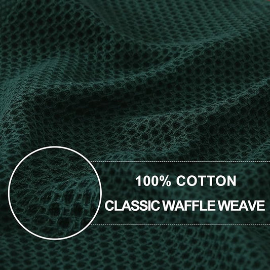 Homaxy 100% Cotton Waffle Weave Kitchen Dish Cloths, 7-Pack, Blackish Green | 12 x 12 Inches, Ultra Soft Absorbent Dish Towels, Quick Drying Dish Rags with Hanging Loop