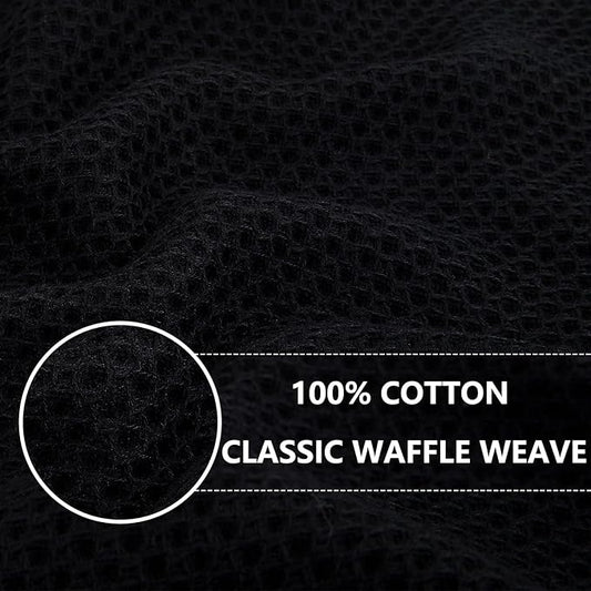 Homaxy 100% Cotton Oversized Waffle Weave Kitchen Towels, 5-Pack, Black | 20 x 28 Inches, Ultra Soft Absorbent Dish Towels, Quick Drying Large Cleaning Towels