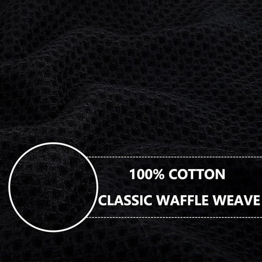 Homaxy 100% Cotton Oversized Waffle Weave Kitchen Towels, 7-Pack, Black | 20 x 28 Inches, Ultra Soft Absorbent Dish Towels, Quick Drying Large Cleaning Towels