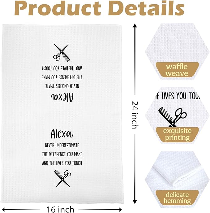 Hairdresser Gifts Kitchen Towels - Funny Barber Gifts Decorative Waffle Dish Towels, Hairdresser Gift Hand Towel, Hair Stylist Gift Tea Towel, 16×24 Inches