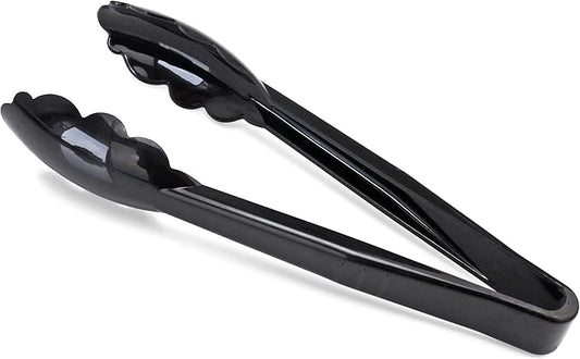 New Star Foodservice 35636 Utility Tong, High Heat Plastic, Scalloped, 9 inch, Set of 12, Black