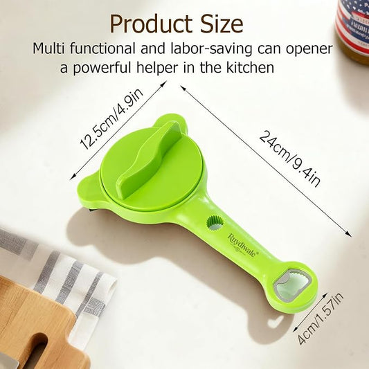 4-in-1 Jar Opener, Adjustable Jar Opener for Seniors, Kitchen Tool Designed Specifically for Seniors and Those with Limited Physical Strength, Suitable For Beer, Salad Dressing, Jar (Green)