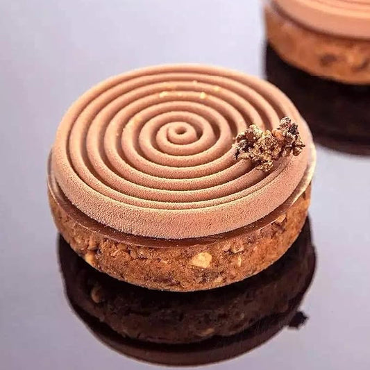 OCPO KITCHEN Spiral Silicone Molds for Baking Mousse Cake, 3D Tourbillon Silicone Baking Molds for French Dessert Pastry Chocolate Cupcake Ice Cream Cake Decoration Mold Spiral Shape (6-Cavity)