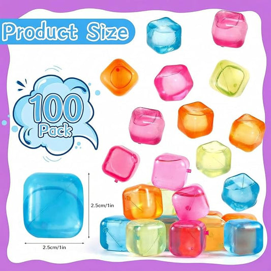 100PCS Reusable Ice Cubes, Plastic Cubes, 1 Inch, Colorful, Square | Refreezable Square Ice Cube, Washable Non Diluting Cube for Drinks, Coffee, Whiskey, Cocktails, Wine, Multicolor