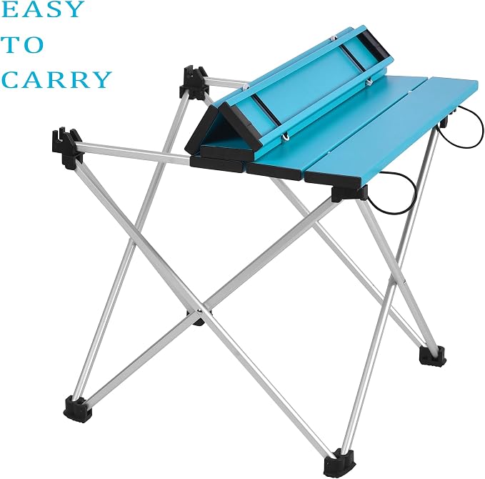 Grope Portable Camping Table,Aluminum Folding Beach Table (Deep Blue-S) | Portable & Easy to Carry, With Carry Bag for Camping, Prefect for Outdoor, Picnic, BBQ, Cooking, Festival, Beach, Home Use