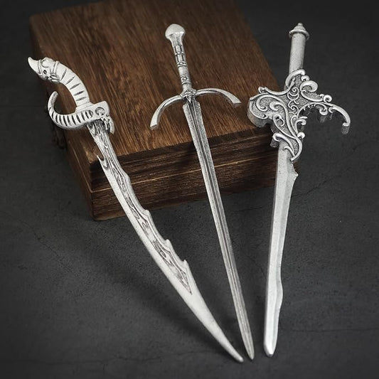 3Pcs Sword Hair Pins - Medieval Renaissance Gothic Hair Sticks for Women, Vintage Metal Hair Chopsticks for Bun Updo, Renaissance Accessories Medieval Accessories