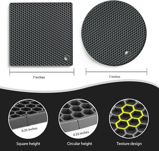 Joyhalo Trivets for Hot Dishes - Hot Pads for Kitchen, Silicone Pot Holders for Hot Pots and Pans, Silicone Mats for Kitchen Countertops, Table, Flexible Easy to Wash and Dry