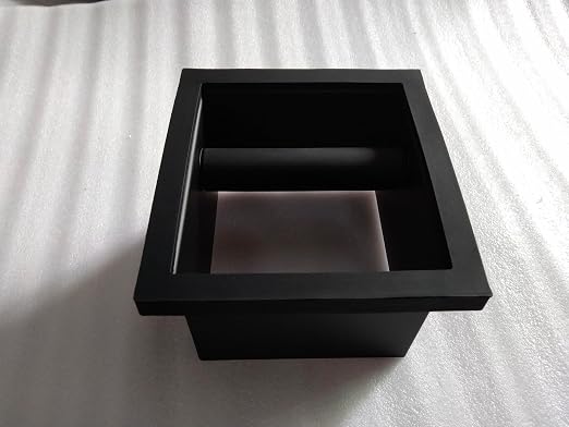 DIBTSA Espresso Coffee Ground Knock Box Chute, Built-in Desktop Waste Bucket, Stainless Steel Bottomless Knocking Residue Box (Rectangle)