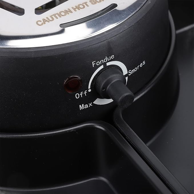 2 in 1 Electric Smores Maker, Chocolate Fondue Kit Roaster with Detachable Serving Trays, Adjustable Temperature Chocolate Fondue Maker for Party Movie Game Night